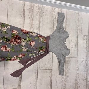 Egy Maxi Dress Gray Flower Skirt